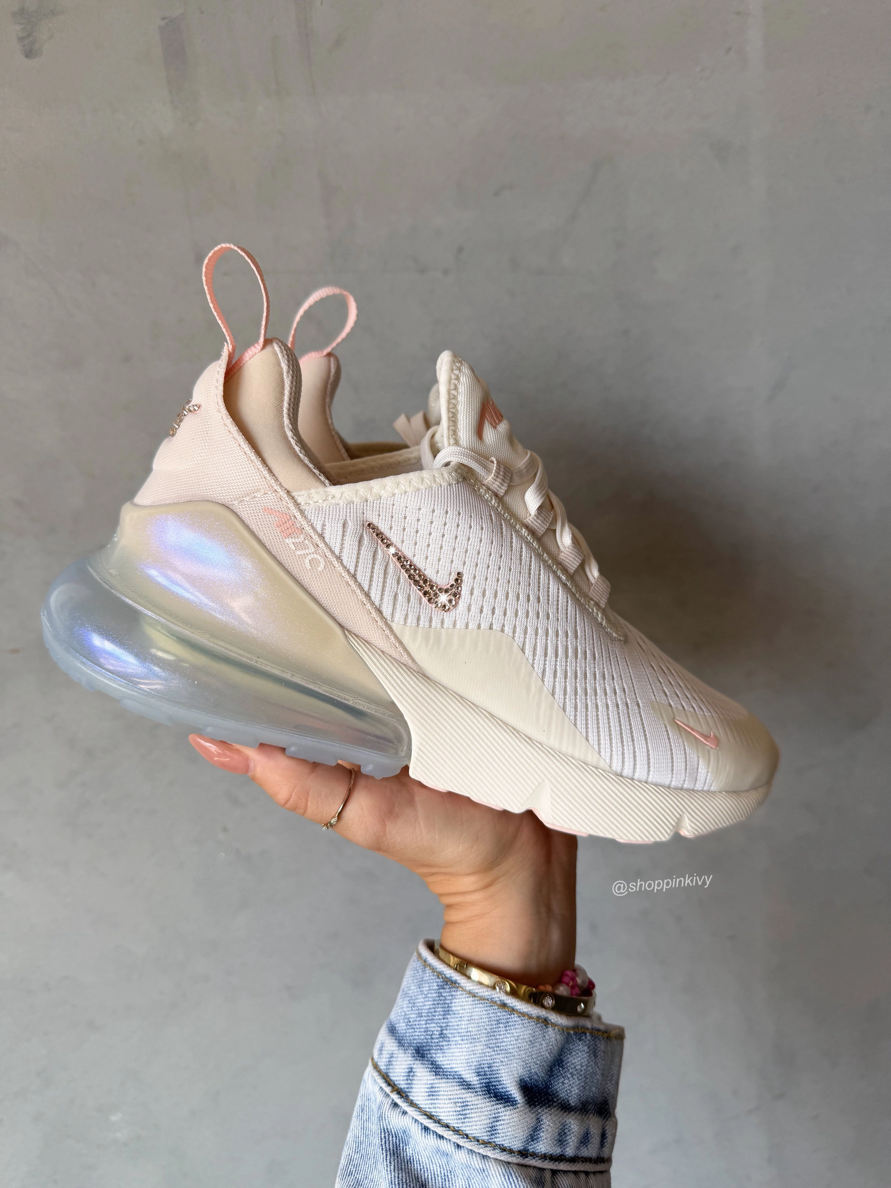 Stay Stylish ?NEW?Pearl Shimmer Swarovski Women's Nike Shoes Air Max 270