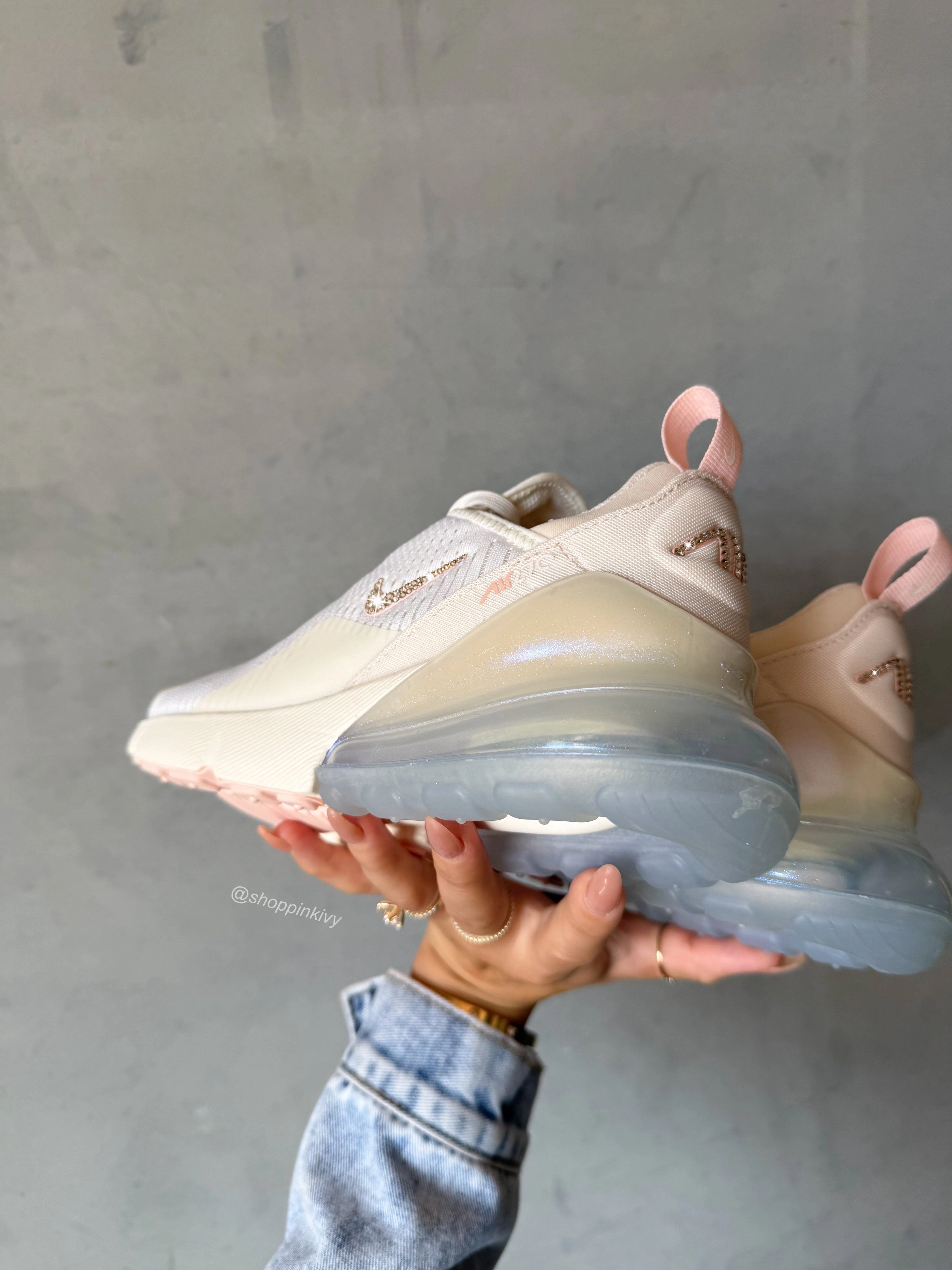 ?NEW?Pearl Shimmer Swarovski Women's Nike Shoes Air Max 270 Active Mode Urban Explorer