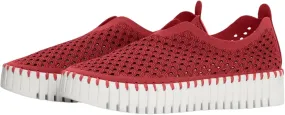 french chic Power Walk Women's Platform Tulip Slip-On In Deep Red