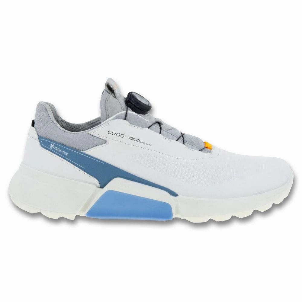 ECCO BIOM H4 BOA Spikeless Golf Shoes White/Retro Blue - SS23 Men Trail Friendly Windproof Comfort