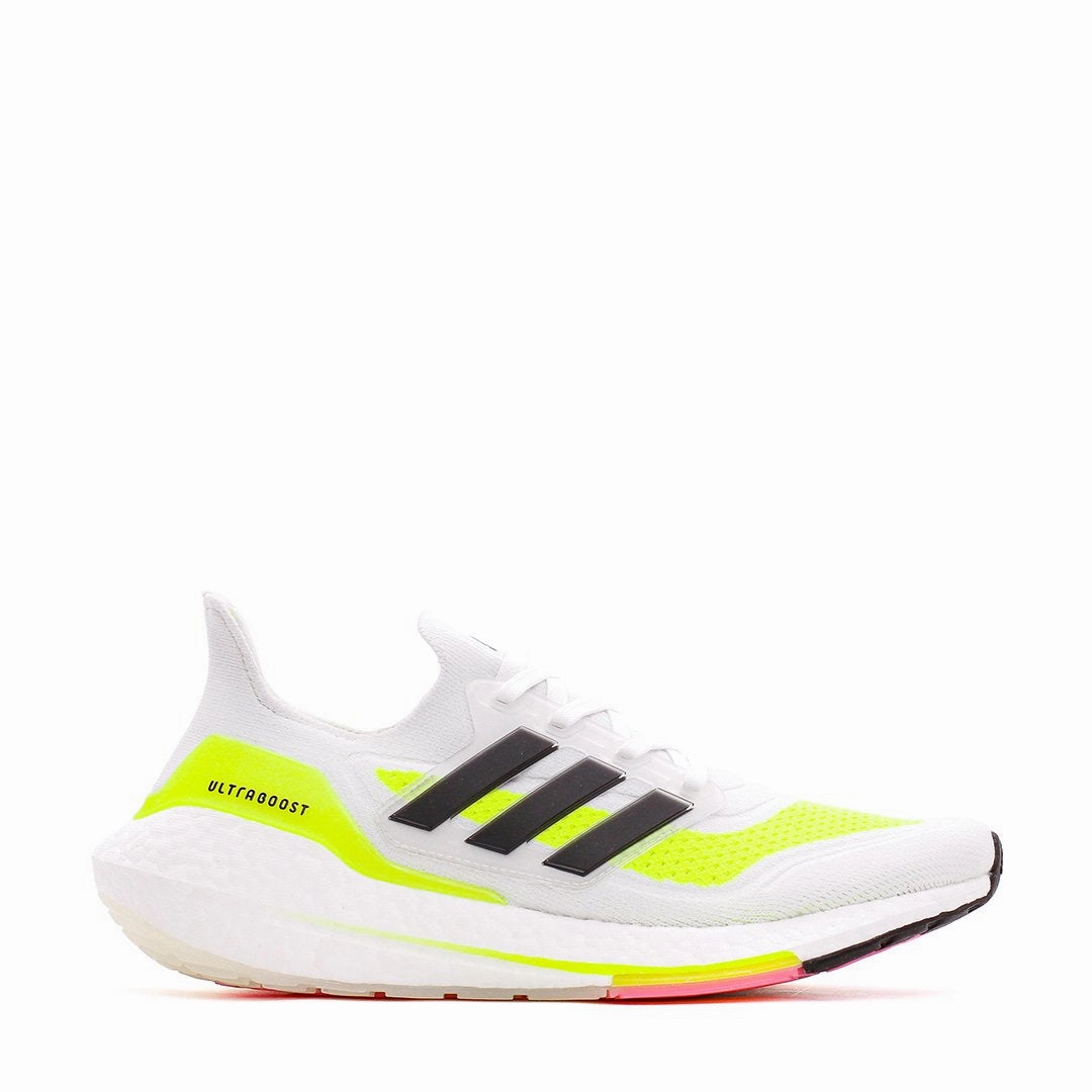 Adidas Running Women Ultraboost 21 White Black Yellow FY0401 Shock Absorption Core Running Challenge