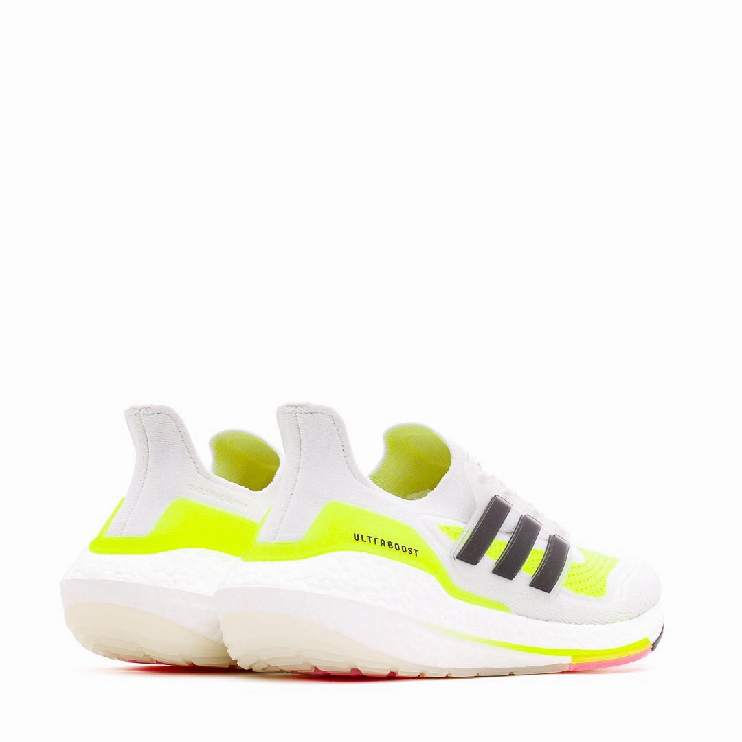 Adidas Running Women Ultraboost 21 White Black Yellow FY0401 Fast Motion