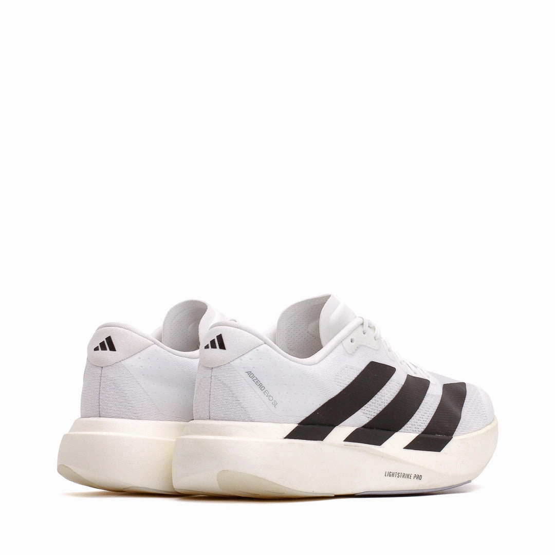 half - marathoning running in bumpy tracks shoes Adidas Youth Adizero EVO SL Junior White Black (GS) KI8482