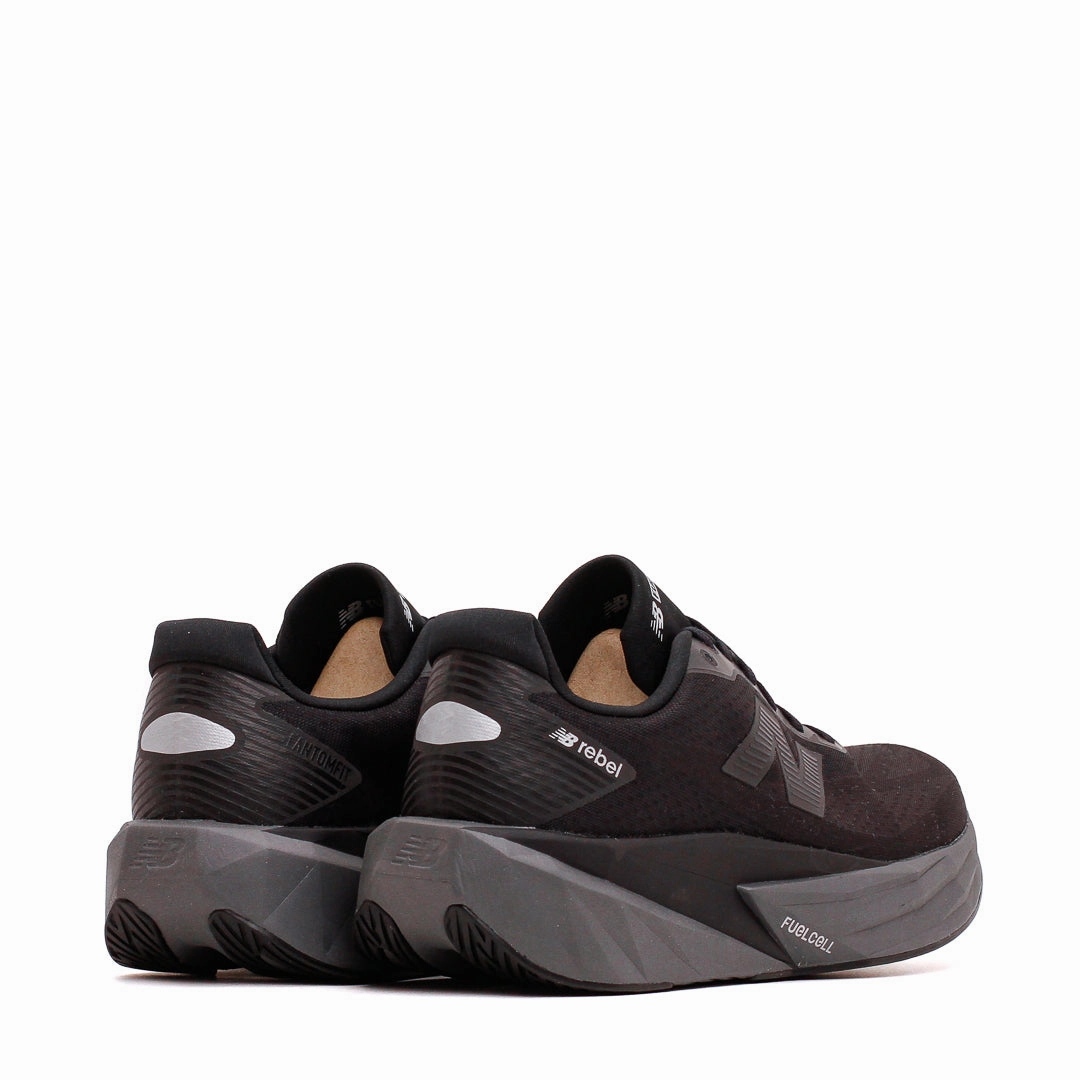 flexible sole shoes Breathable mesh panel New Balance Women FuelCell Rebel v5 Black Castlerock WFCXLO5