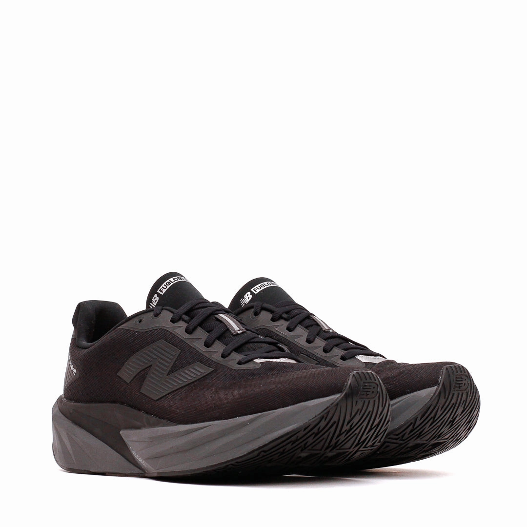 heel - stabilizing shoes Impact Absorbing Structure New Balance Women FuelCell Rebel v5 Black Castlerock WFCXLO5