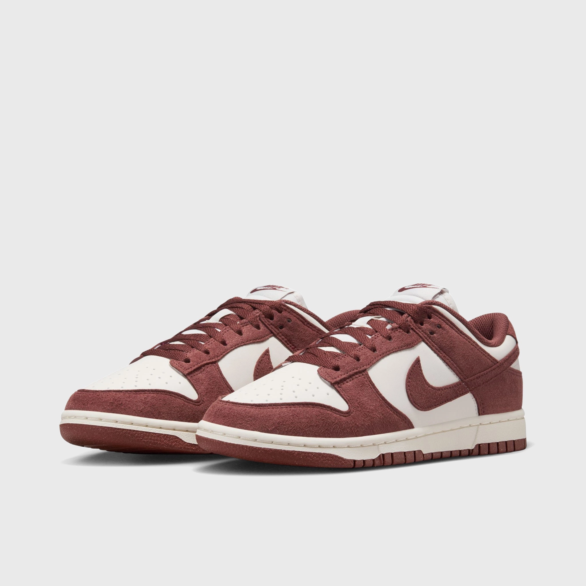Molded Heel Counter Flexible Motion Grooves Nike Women's Dunk Low Phantom / Red Sepia - Sail