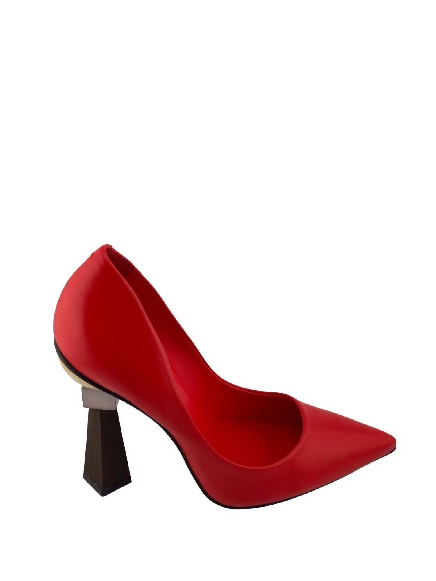 Anna Leather Pump Heels In Red Polished Design