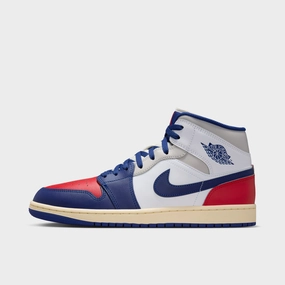 Jordan 1 Mid White / Deep Royal Blue - University Red Sneakers Lightweight