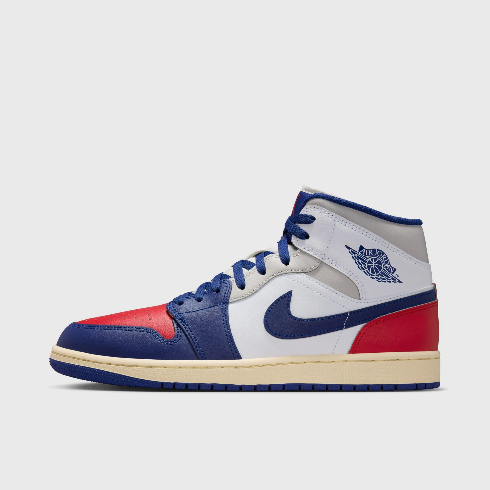 Jordan 1 Mid White / Deep Royal Blue - University Red Sneakers Lightweight