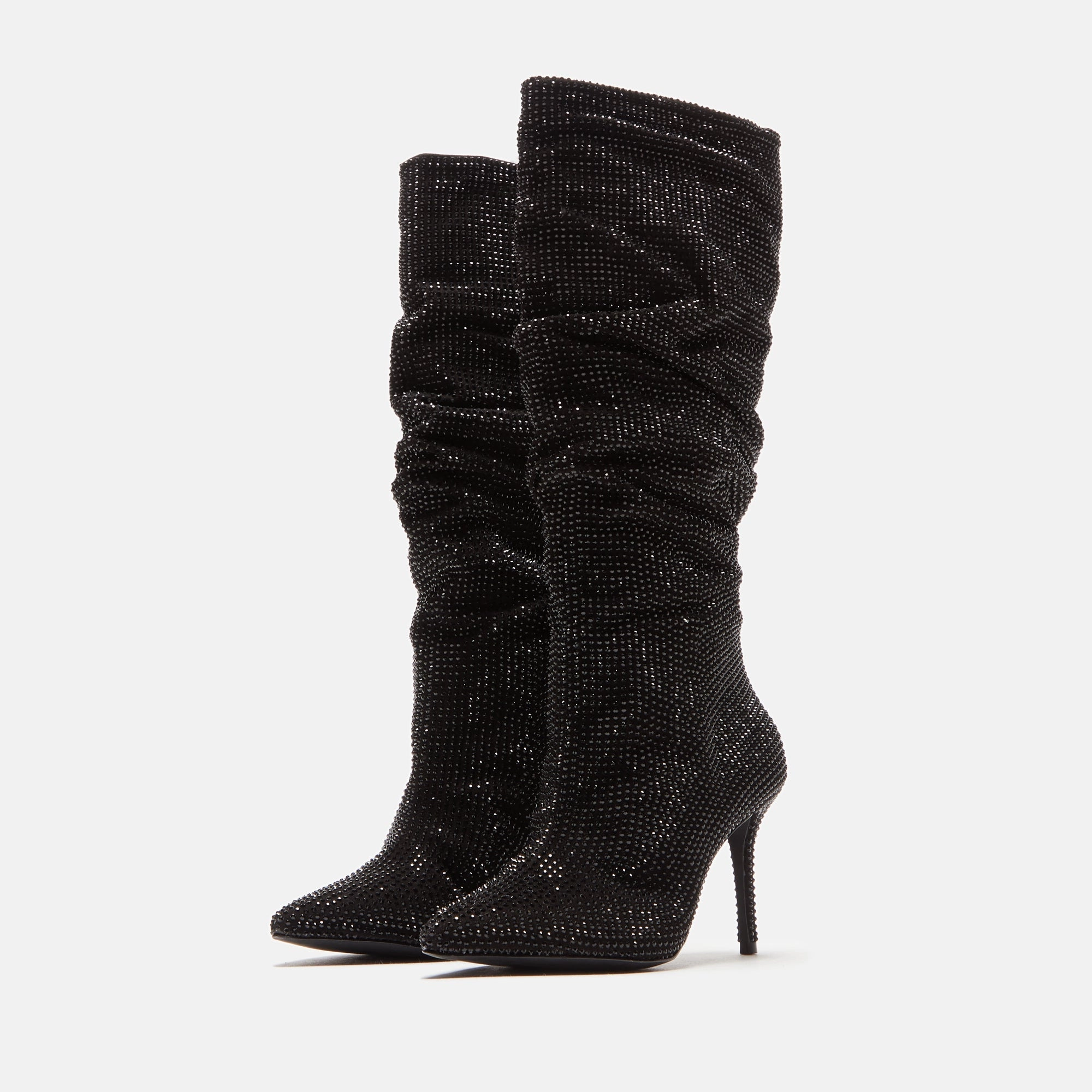 Black Suede Studio Geni Boot - Black Crystal Embellished Suede Anti Odor Urban Commute Year Round