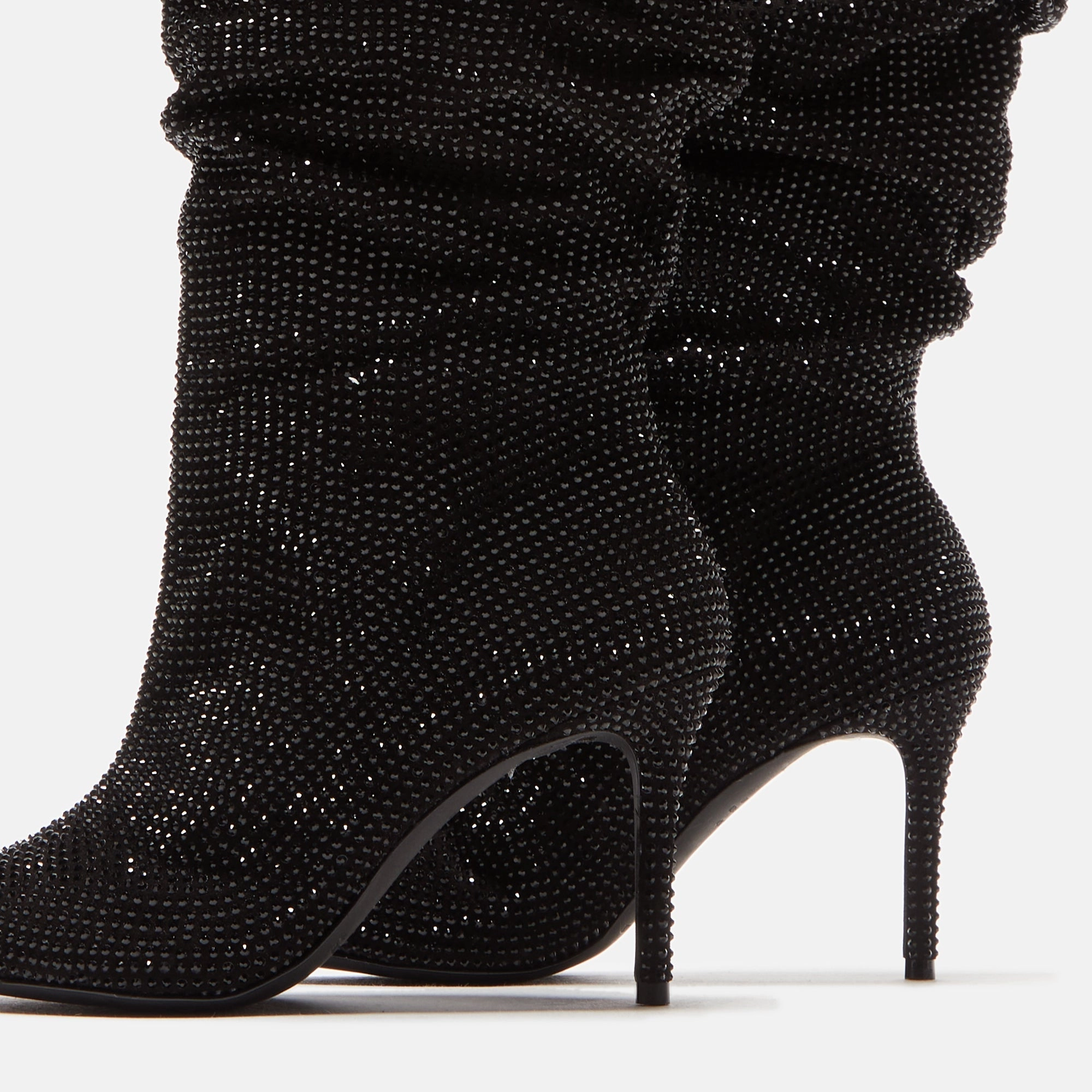 Lightweight Material Coastal Soft Black Suede Studio Geni Boot - Black Crystal Embellished Suede