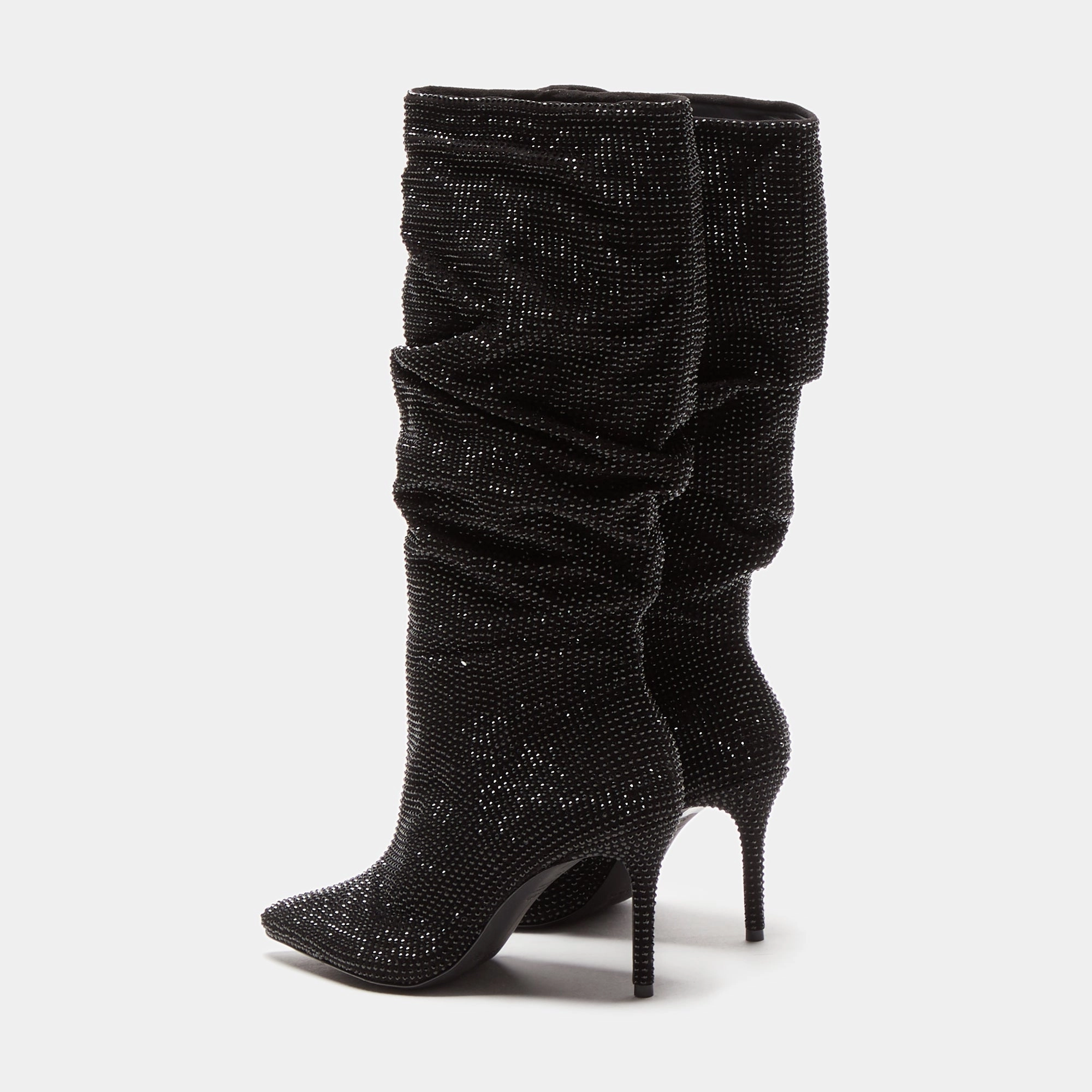 Black Suede Studio Geni Boot - Black Crystal Embellished Suede Seamless Comfort Weather Resistant User Reinforced Form Adventure Journey