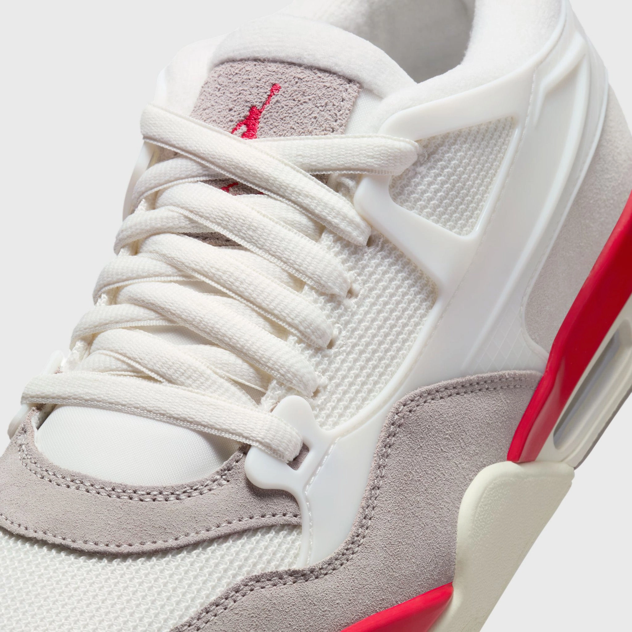 Microperforated Tongue Design Jordan 4 RM Sail / Fire Red - College Grey - Coconut Milk