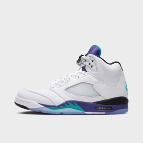 Jordan 5 Retro OG White / New Emerald - Grape Ice Fresh Step Leather Material