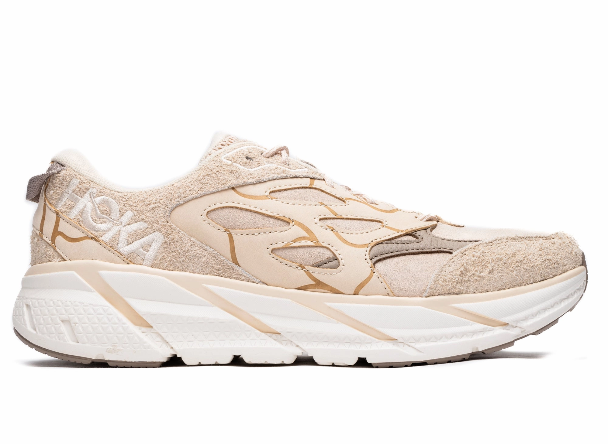 Unisex Hoka Elite Terrain System Clifton L Suede in Oak Valley Hike Moon Step