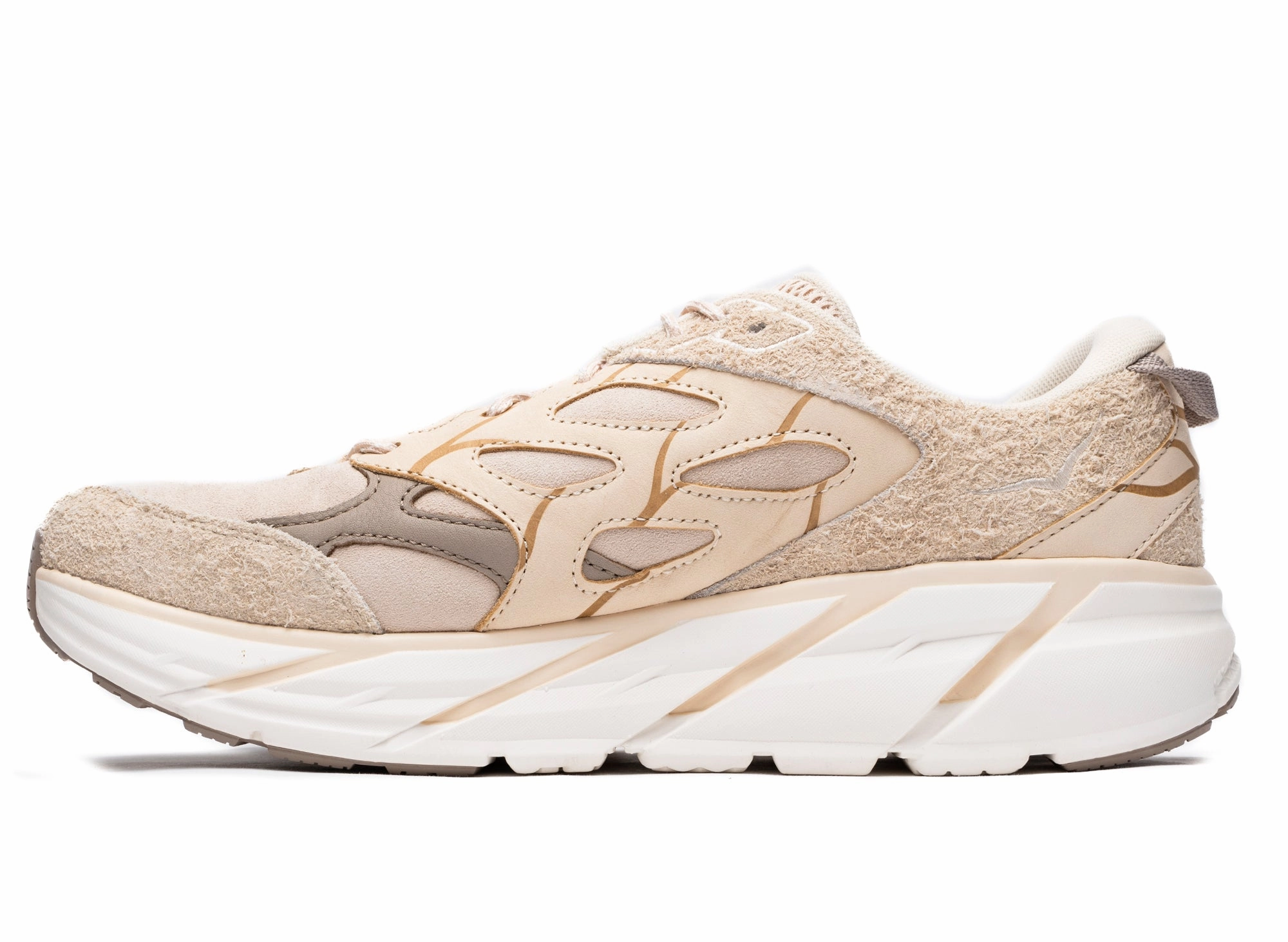 Unisex Hoka Elite Terrain System Clifton L Suede in Oak Outdoor shoes Mid Top