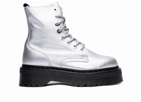 Dr. Martens Jadon Metallic Leather Platform Boots Creek Path Cushioned Footbed