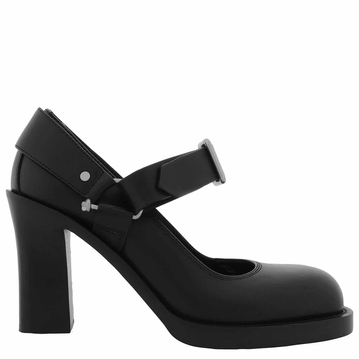 Smooth Walk Burberry Stirrup Buckled Strap Leather Pumps