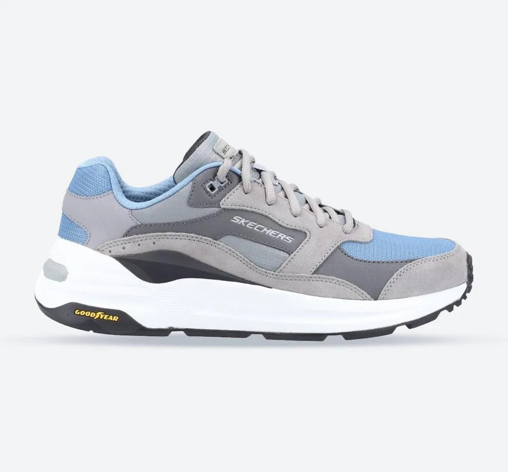 Shear Warm Quick Drying Stylish Explorer Men's Wide Fit Skechers 237200 Global Jogger Trainers - Grey/Blue