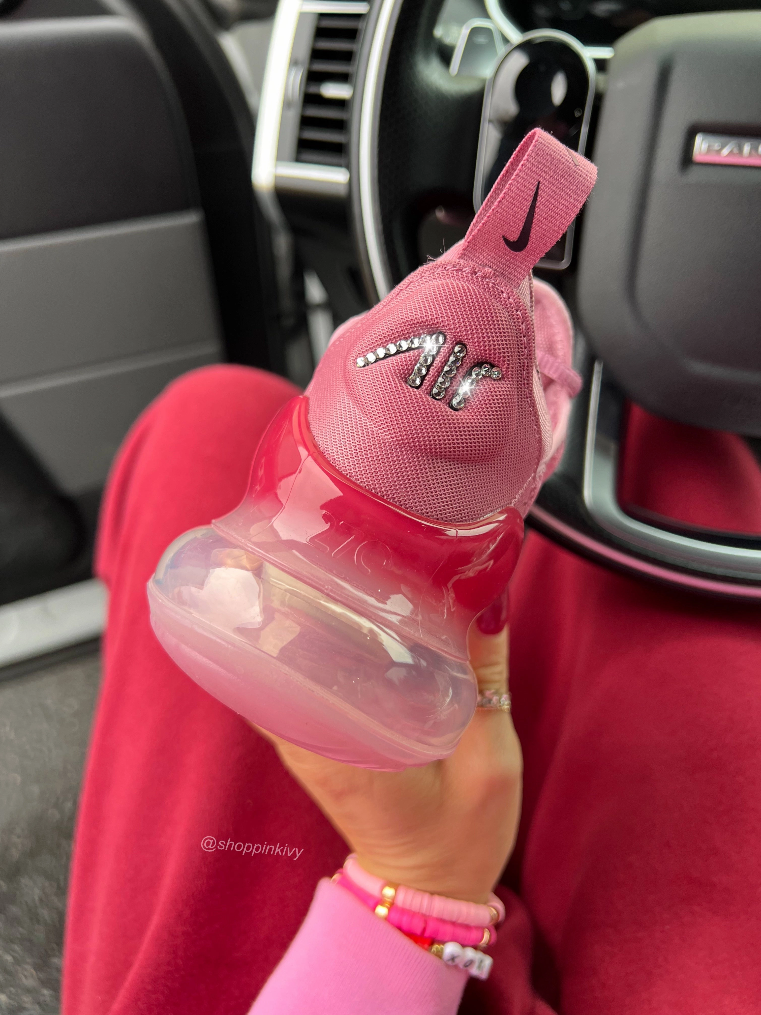 Cherry Pink Swarovski Women's Nike Shoes Air Max 270 Street Walk Pure Flex