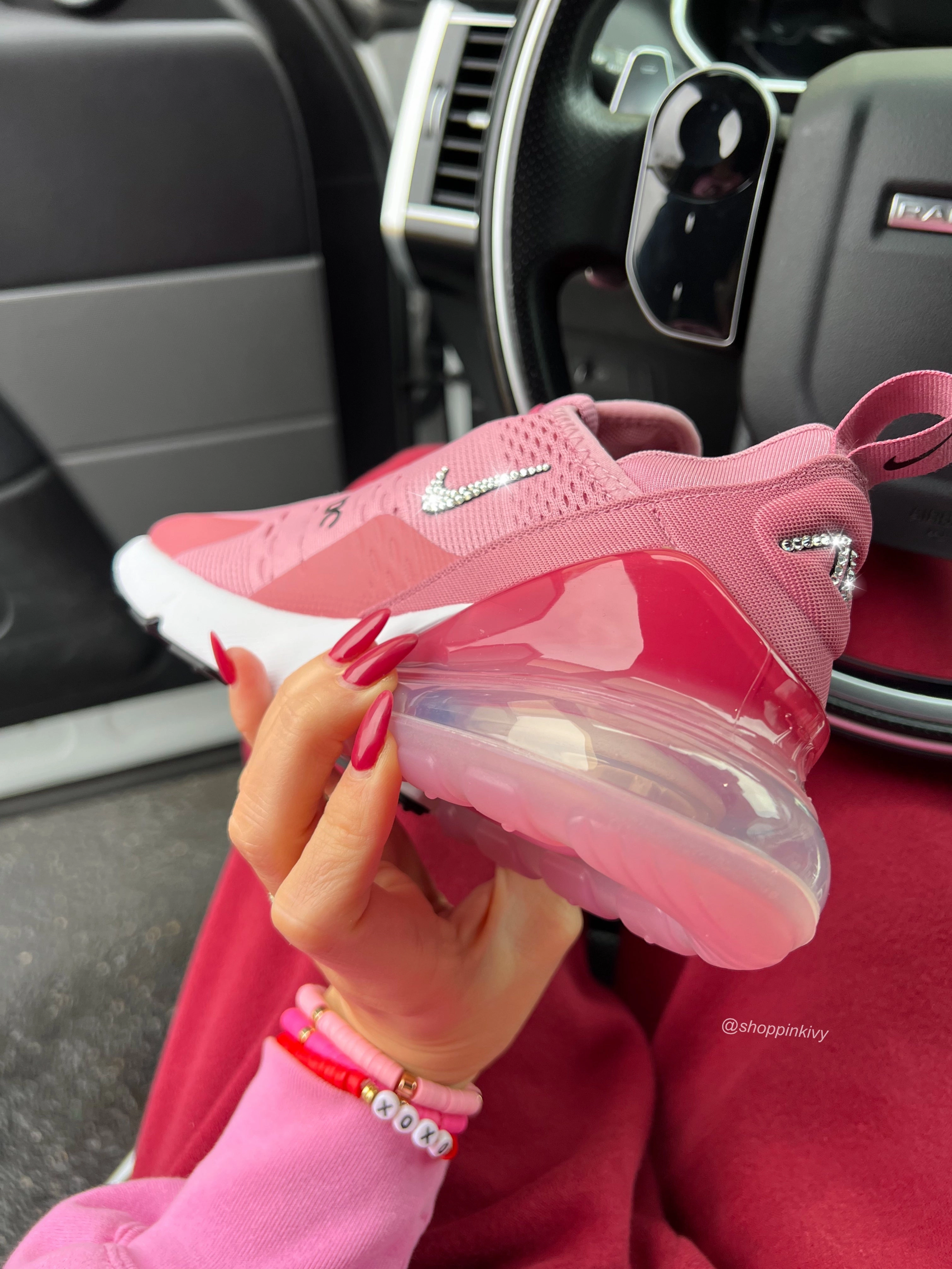 Cherry Pink Swarovski Women's Nike Shoes Air Max 270 Light Hike