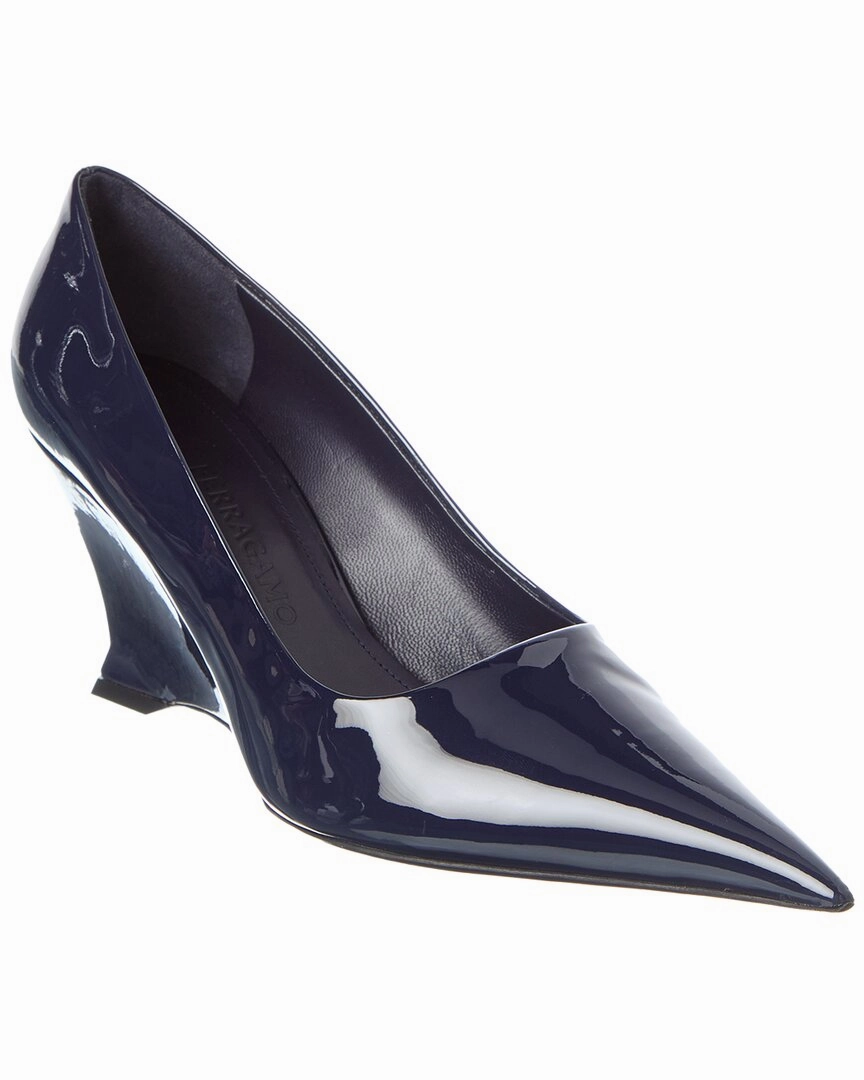 Ferragamo Viola Patent Wedge Pump Modern Muse Rain Ready