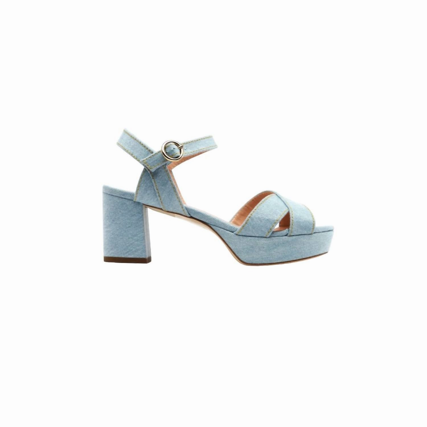 Best Pick fun vibe Deidre Low Platform Sandals In Washed Denim