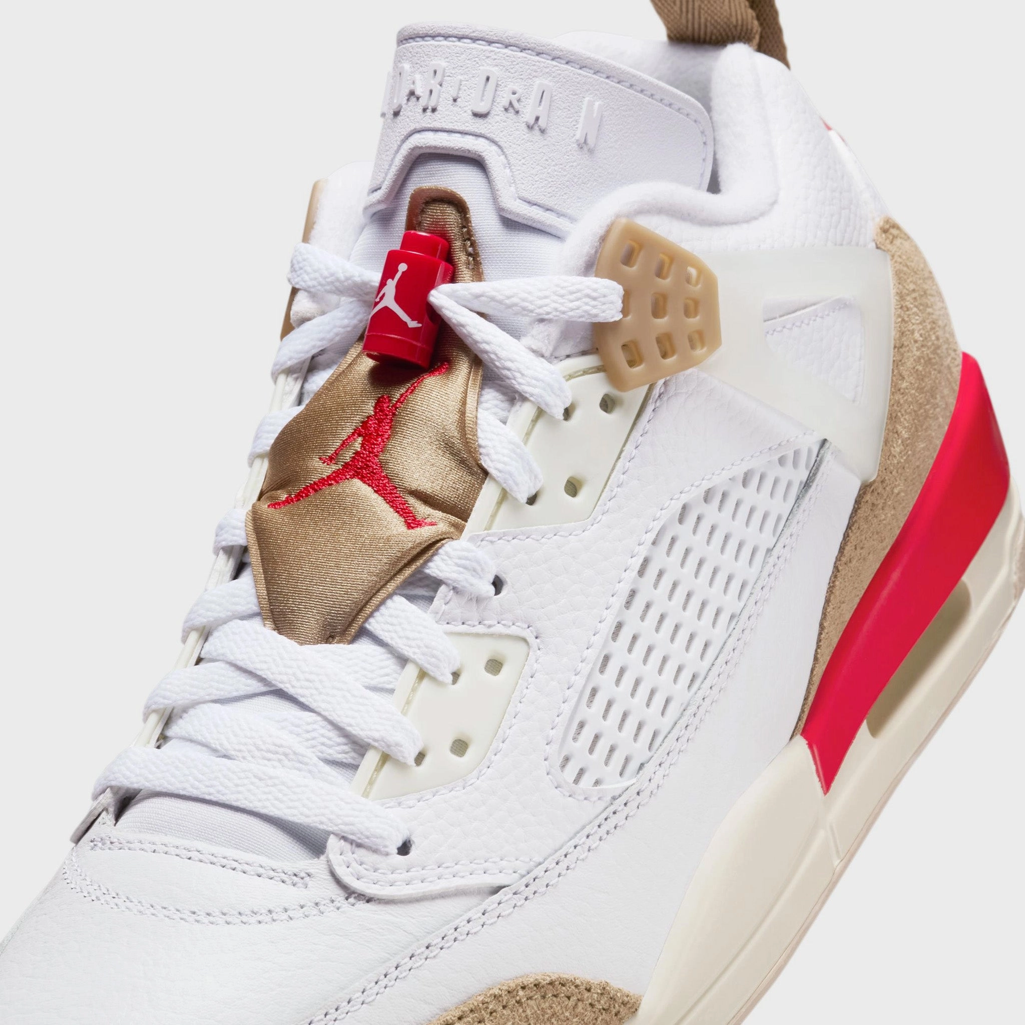 Jordan Spizike Low White / Fire Red - Desert Camo Bonded Overlay Technology