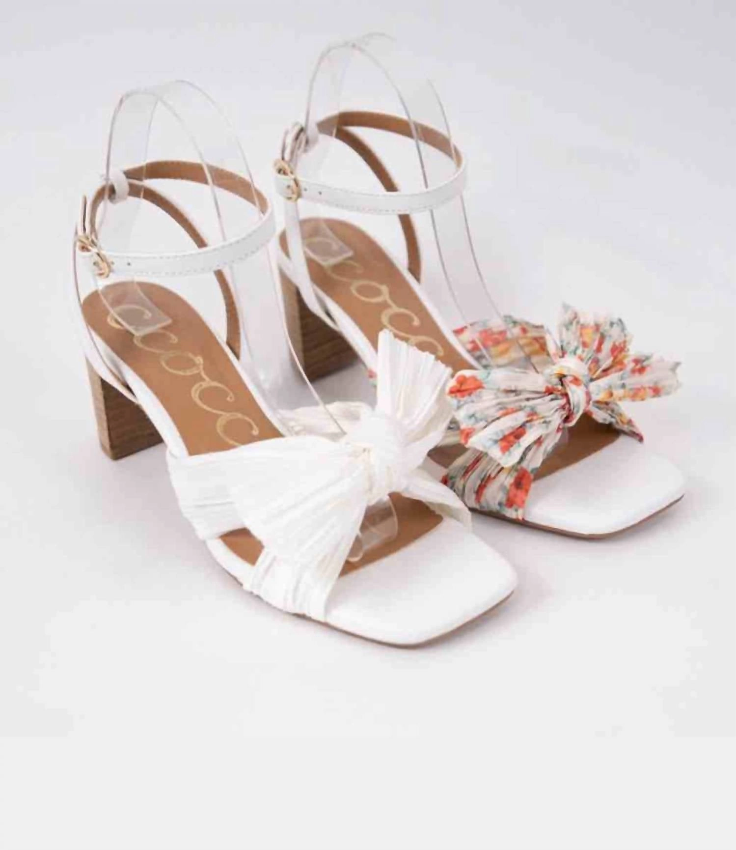 Women's Cara Floral Heel In White Night Glow