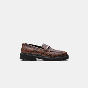 Modern Footwear Polished Comfort VINNY's Le Club Lug Sole Snaffle Loafer - Brown Python