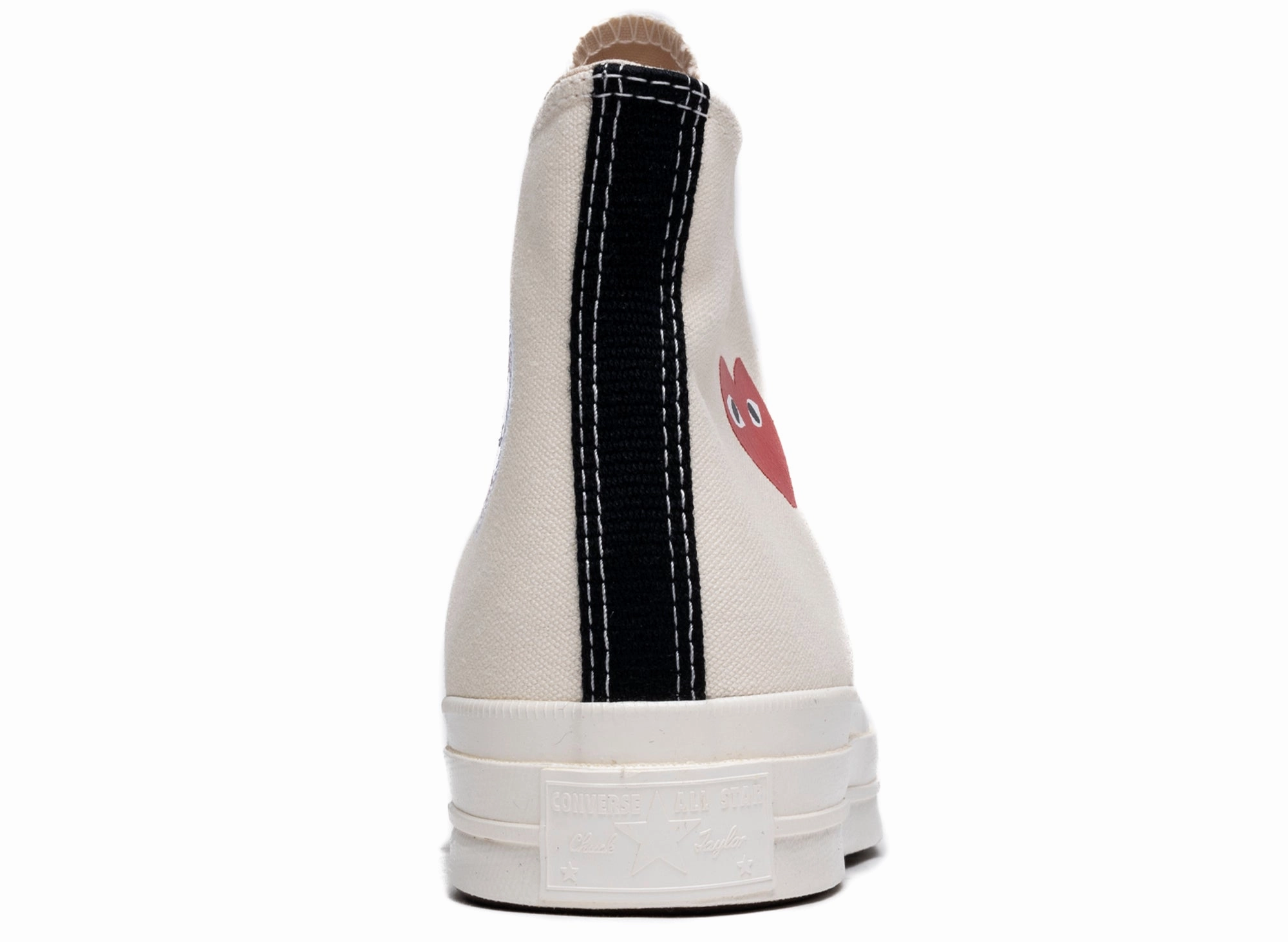 Relaxed Look Peak Hike Converse Comme des Gar?ons Play Heart Chuck 70 Hi in Cream