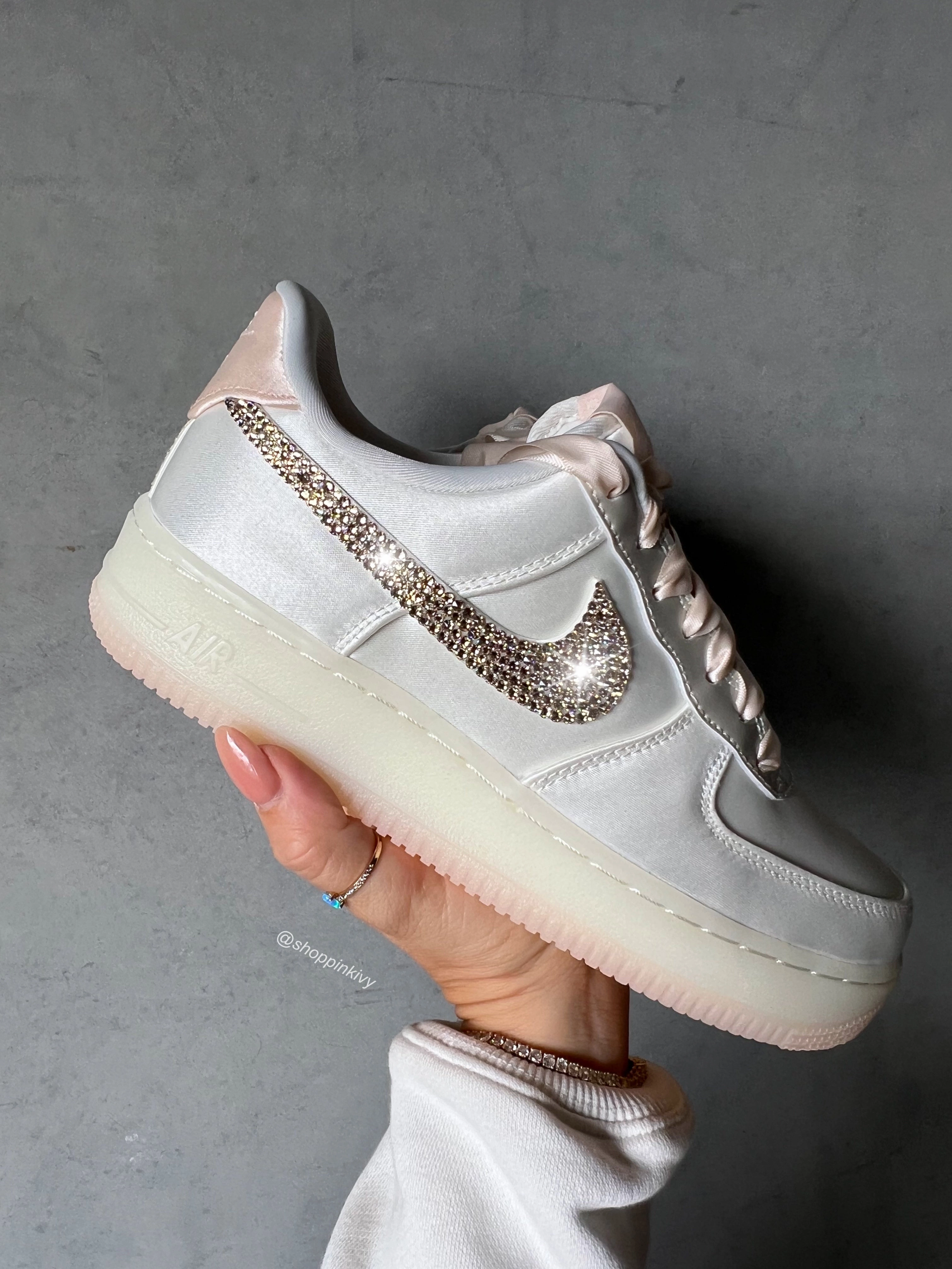 Tread Ready Clean Style Fall ??24 Special Edition Satin Swarovski Womens Nike Air Force 1