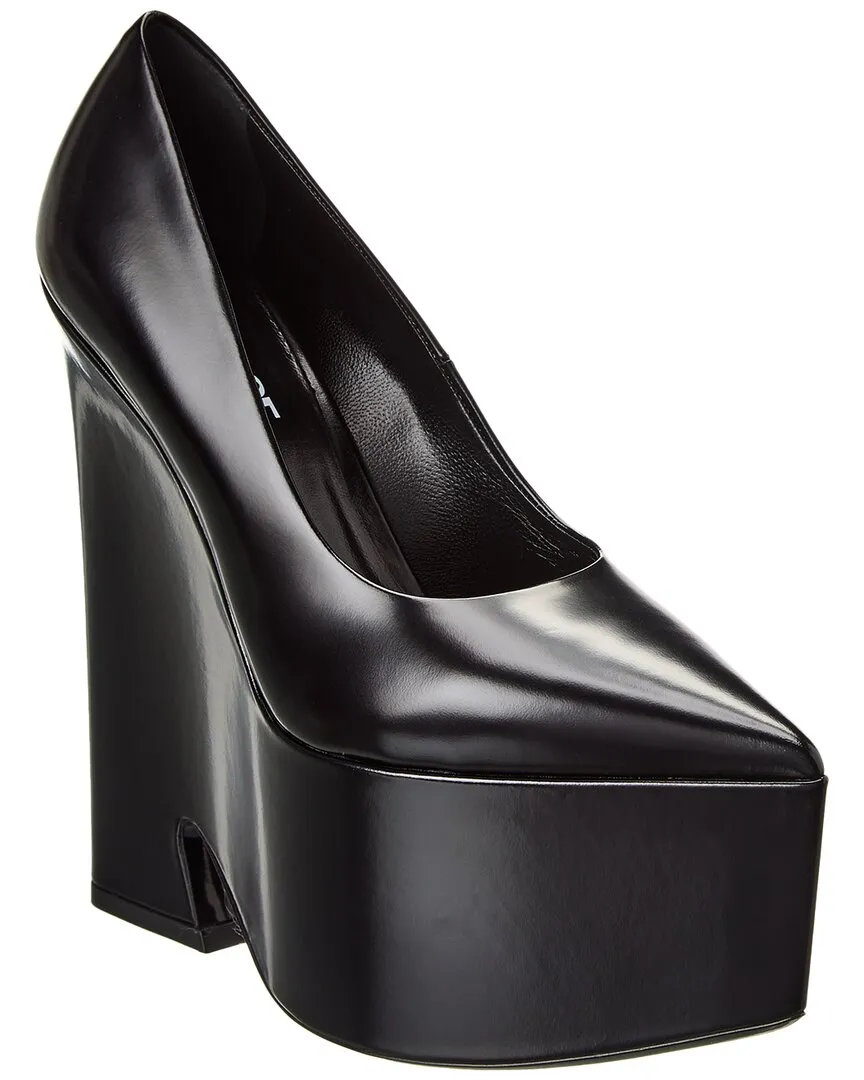 Versace Tempest Leather Platform Pump Stable Grip Square Cut