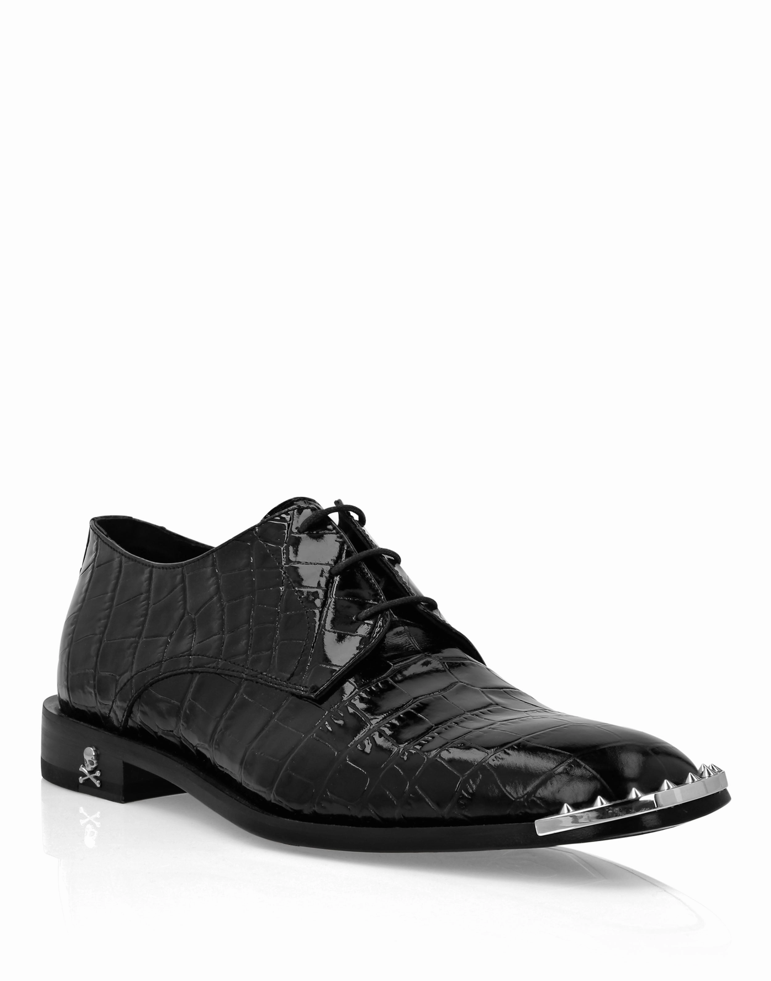 Croco Lace Up Shoes Skull&amp;Bones Tailored Silhouette Style Enthusiast Polished Look Fashion Focused