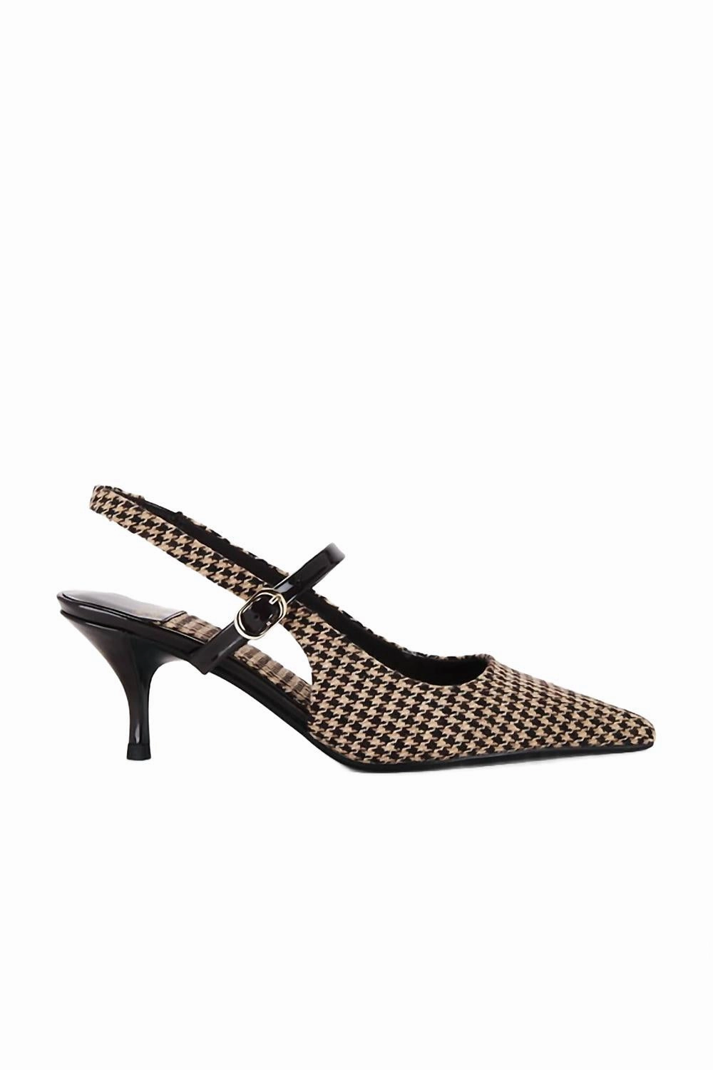 Soft Power Women Tanya Houndstooth Slingback Heel Pumps In Beige Brown