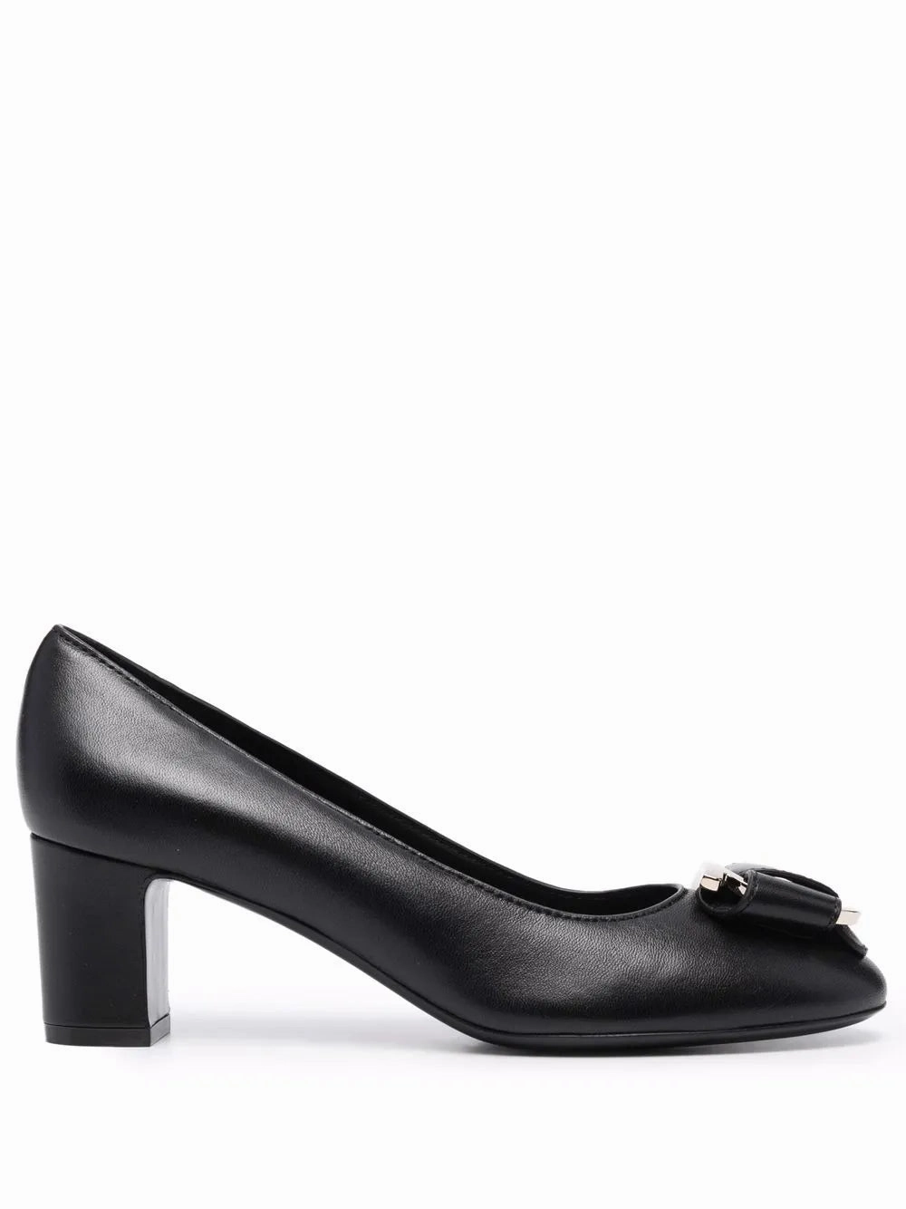 Ferragamo Gancini-Bow Leather Pumps Fashion Fit Heel Cap