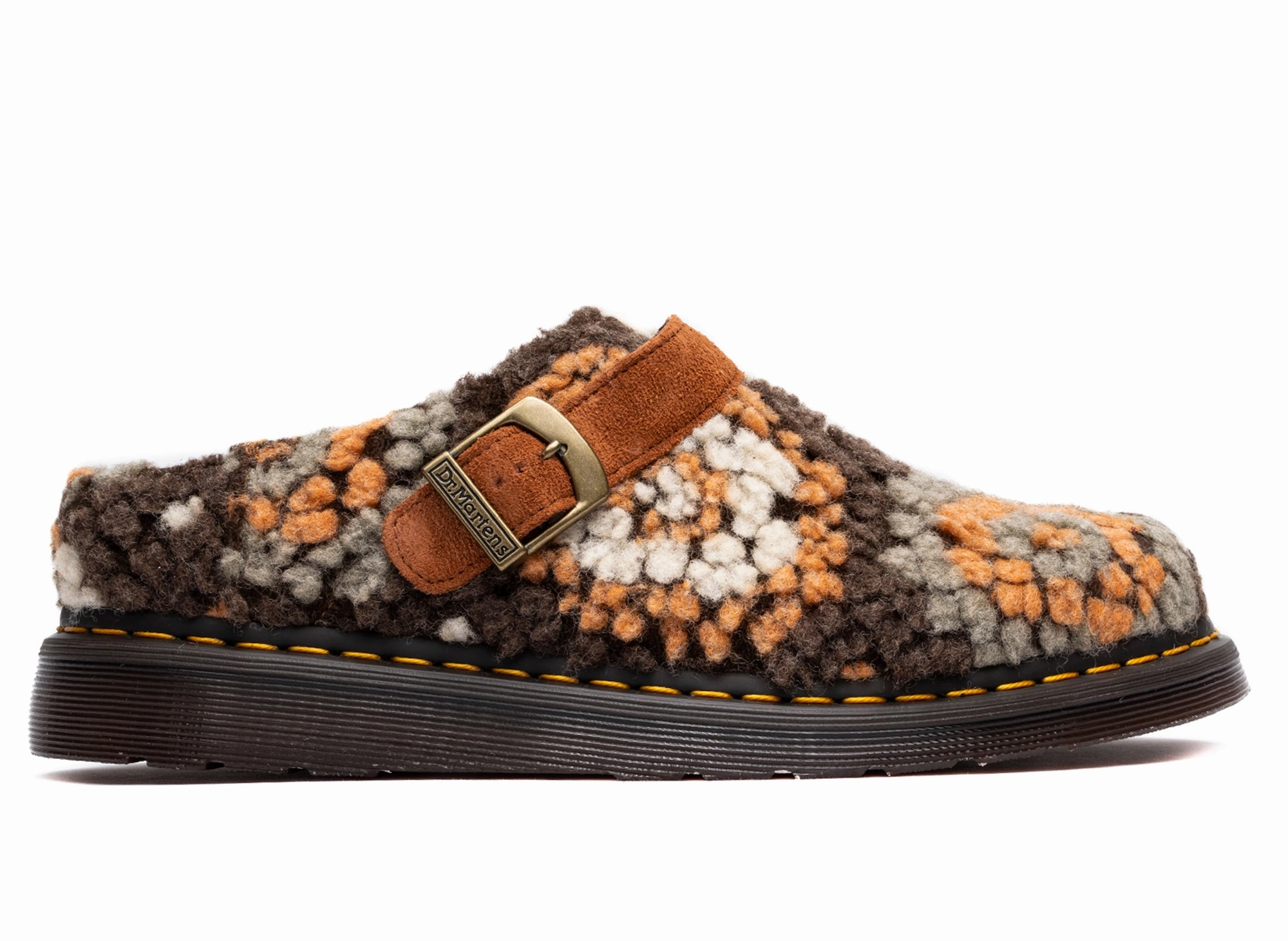 Dr. Martens Isham Crochet Wool Suede Mules in Tan Beach Walk