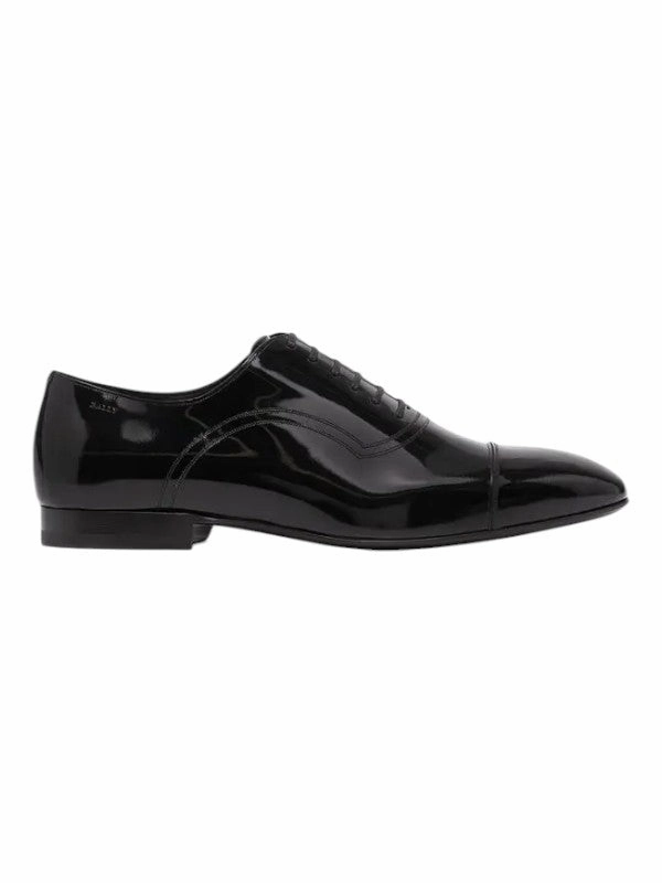 Elegant Comfort Durable Leather Bally Payton 6238025 Men's Black Calf Patent Leather Oxford