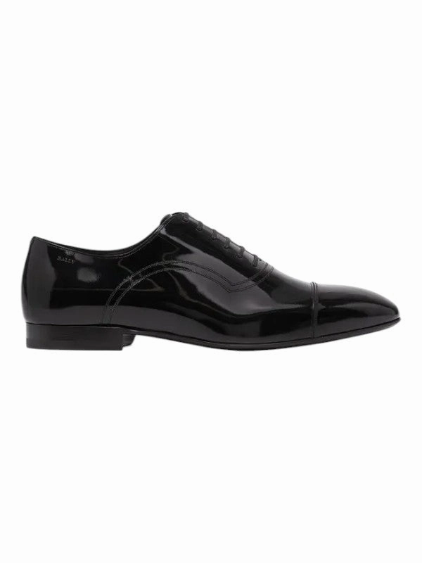 Bally Payton 6238025 Men's Black Calf Patent Leather Oxford Stable Support Flexible Frame Modern Professional