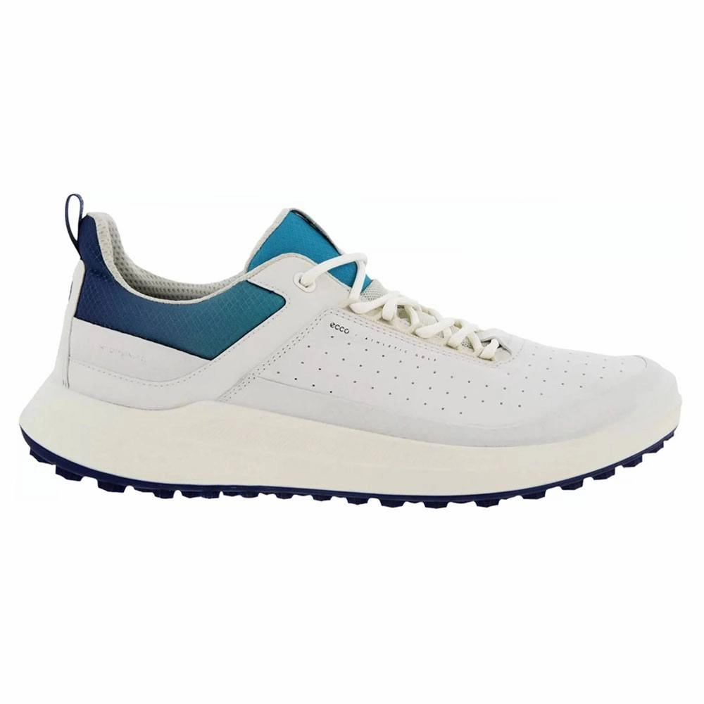 ECCO Core Spikeless Golf Shoes White/White/Blue Depths/Caribbean - 23 Men Anti   Abrasion Grip Stability