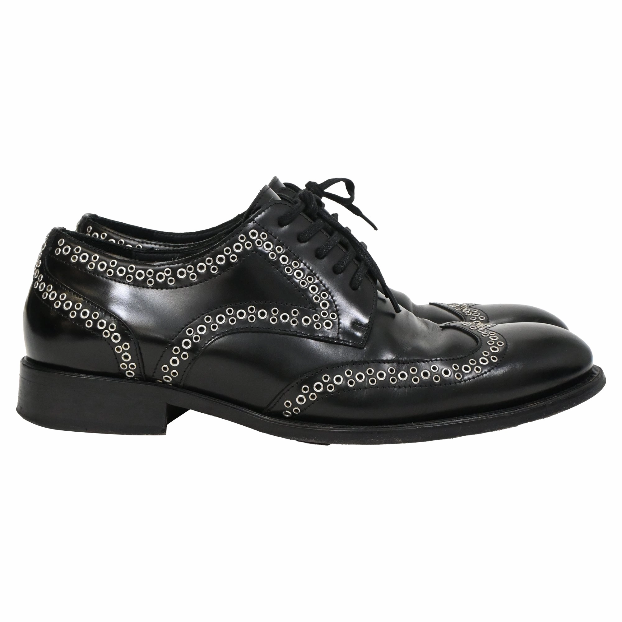 British Oxfords Dsquared2 x Vero Cuoio Eyelet Studded Oxford Shoes in Black Leather
