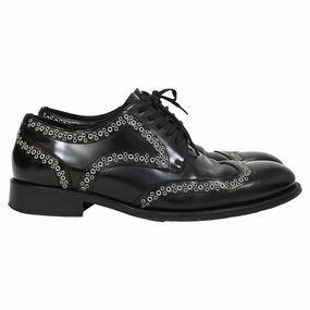 British Oxfords Dsquared2 x Vero Cuoio Eyelet Studded Oxford Shoes in Black Leather