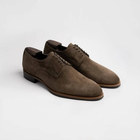 Men's Pisa Suede Derby Shoes In Dark Bark Durable Make Fashion Focused Leather Formal Shoes