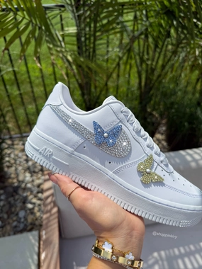 Every Season Soft Pressure RARE Butterfly ?? Edition White Swarovski Nike Air Force 1