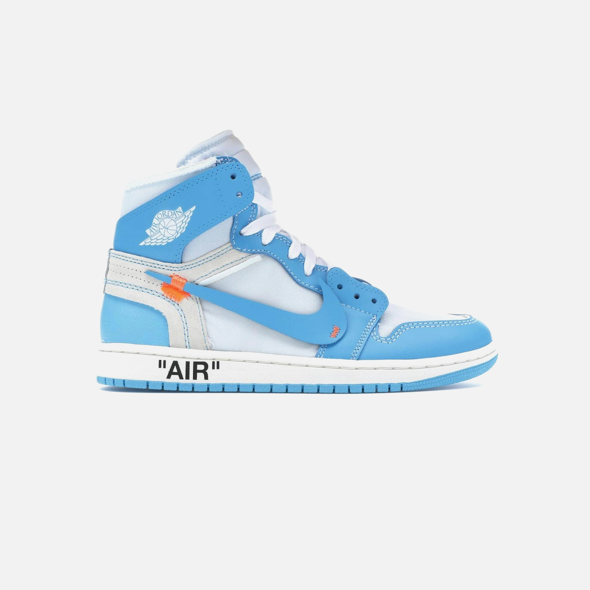 Wide Toe Box Design Goal Hike Nike Air Jordan 1 Retro High Off-White University Blue