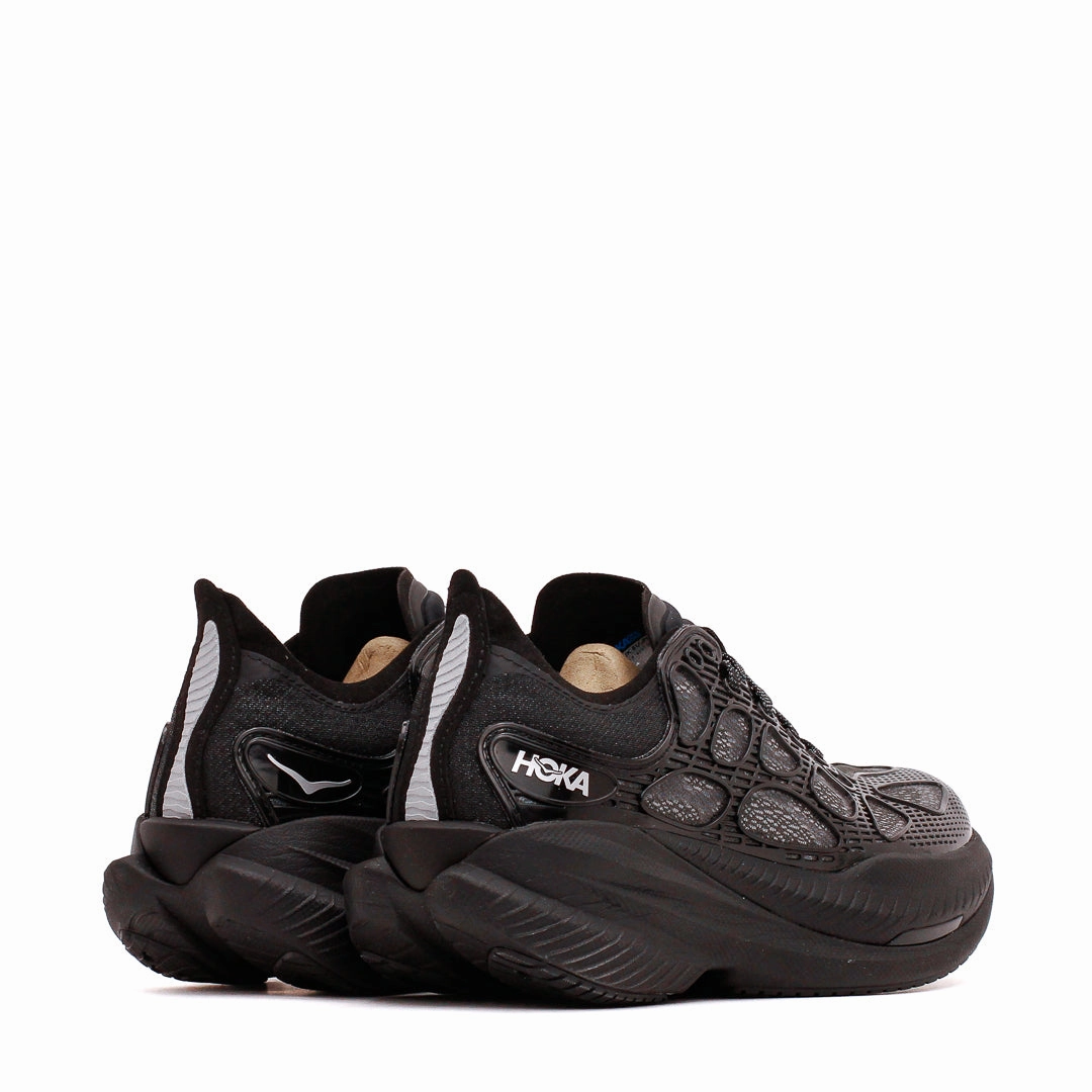 zipper shoes running in a zip line area shoes Hoka One One Unisex Mach X Caged Black Midnight Blue 1168932-BMD