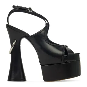 Bold Glam BLACK SMILE 105 PLATFORM SANDALS HEELS