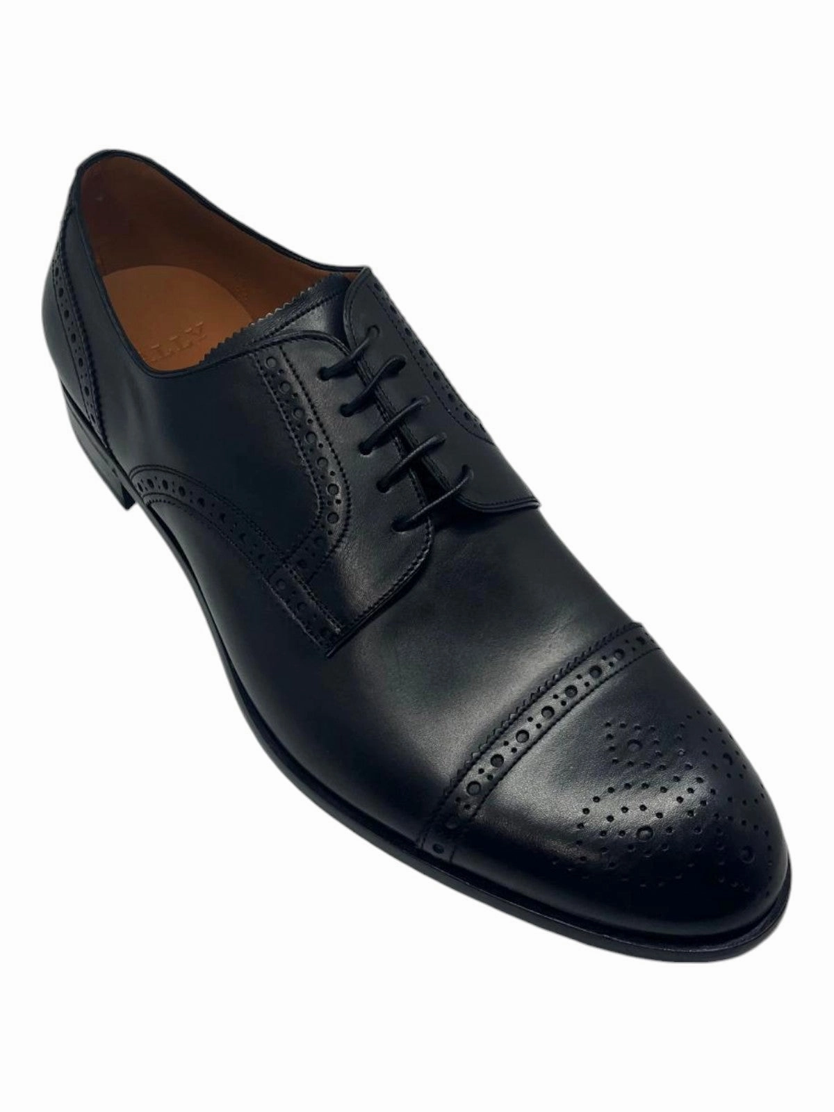 Subtle Fashion Bally Brooking 6301284 Men's Black Calf Plain Leather Oxford Shoes