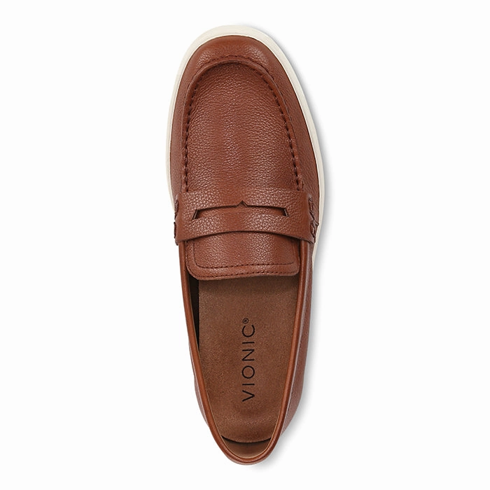 Mens Vionic Uptown in Tan Premium Leather Wide Path Lane
