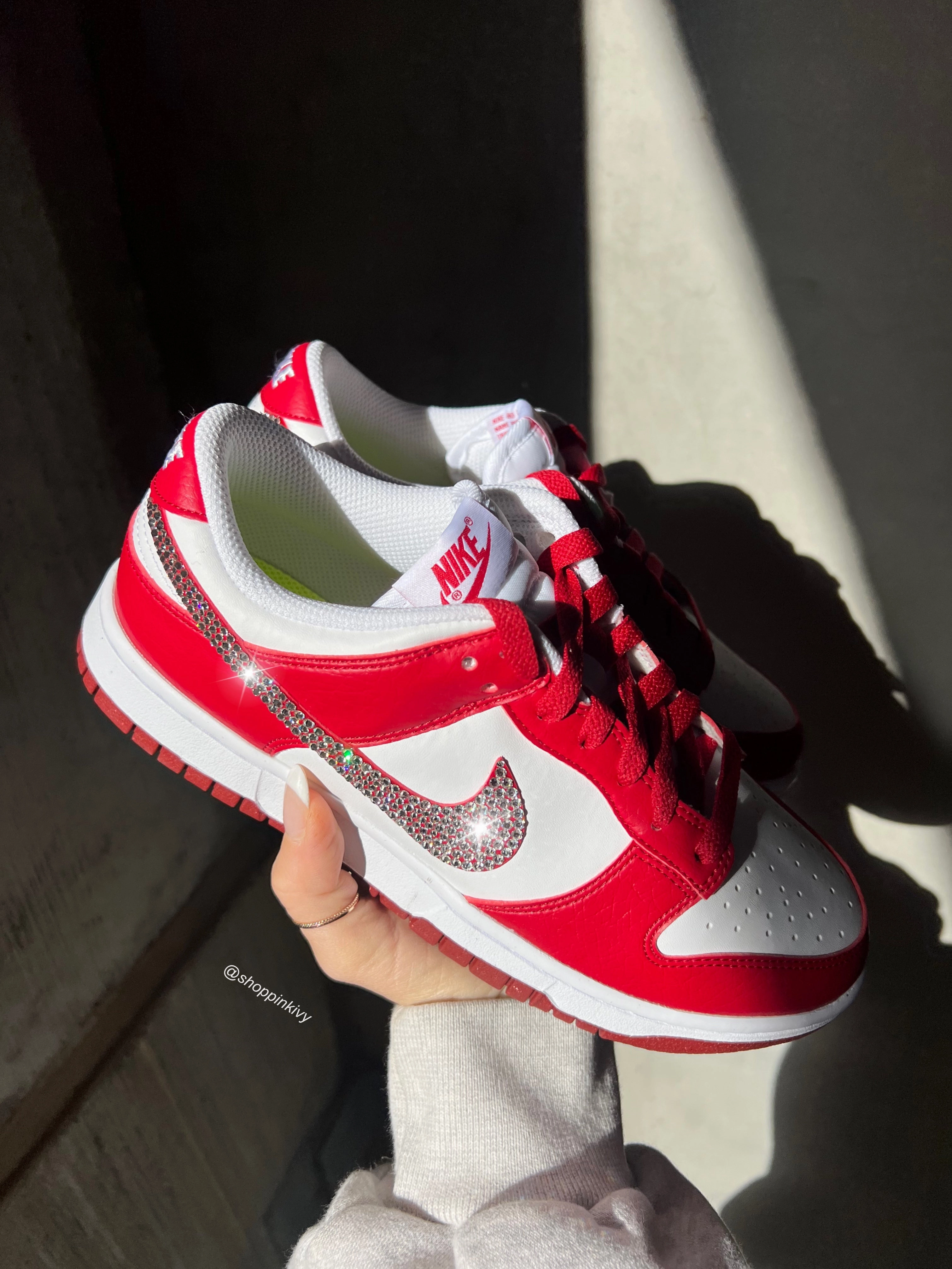 Jogging Gear Rare Red Swarovski Womens Nike Dunk Shoes Americana